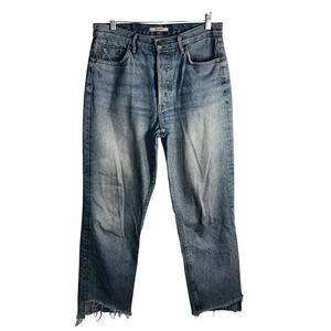 GRLFRND Helena Straight Leg Jeans Size 29 “My Sharona” Distressed Raw Hem